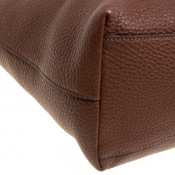 Pre Owned Prada Brown Vitello Daino Leather Shopper Tote