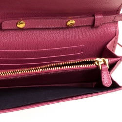 Pre Owned Prada Hot Pink Saffiano Leather Clutch Shouder Bag