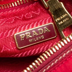 Pre Owned Prada Red Tessuto and Saffiano Leather Bandoliera Camera Case Bag