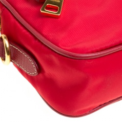 Pre Owned Prada Red Tessuto and Saffiano Leather Bandoliera Camera Case Bag