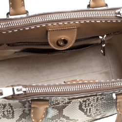 Pre Owned Prada Multicolor/Brown Python and Leather Double Zip Tote