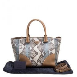 Pre Owned Prada Multicolor/Brown Python and Leather Double Zip Tote
