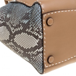 Pre Owned Prada Multicolor/Brown Python and Leather Double Zip Tote