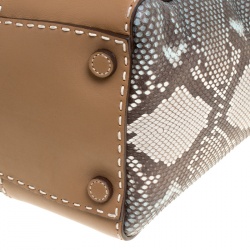 Pre Owned Prada Multicolor/Brown Python and Leather Double Zip Tote