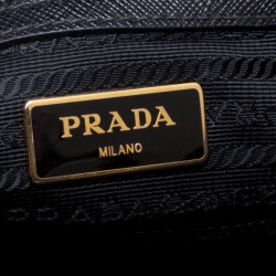 Pre Owned Prada Black Saffiano Lux Leather Small Double Zip Tote