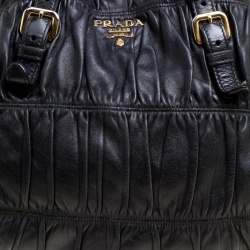 Pre Owned Prada Black Nappa Gaufre Leather Shopping Tote
