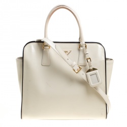 Pre Owned Prada Cream Patent Leather Tote
