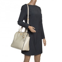 Pre Owned Prada Cream Patent Leather Tote