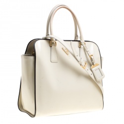 Pre Owned Prada Cream Patent Leather Tote
