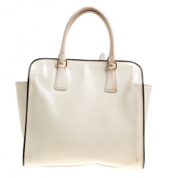 Pre Owned Prada Cream Patent Leather Tote