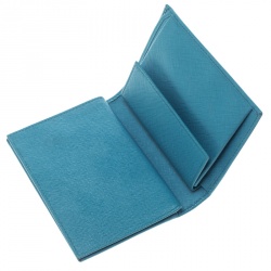 Pre Owned Prada Sky Blue Saffiano Metal Leather Snap Wallet