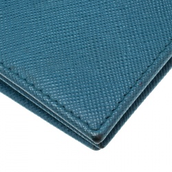 Pre Owned Prada Sky Blue Saffiano Metal Leather Snap Wallet