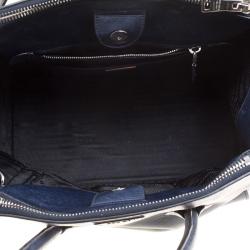 Pre Owned Prada Navy Blue Leather Double Zip Tote