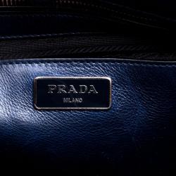 Pre Owned Prada Navy Blue Leather Double Zip Tote