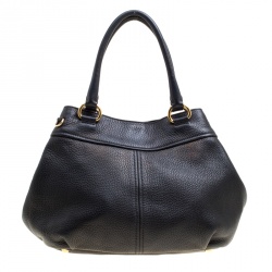 Pre Owned Prada Black Pebbled Leather Sacca 2 Manici Shoulder Bag