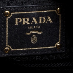 Pre Owned Prada Black Pebbled Leather Sacca 2 Manici Shoulder Bag