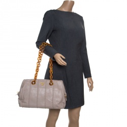 Pre Owned Prada Pomise Leather Shoulder Bag