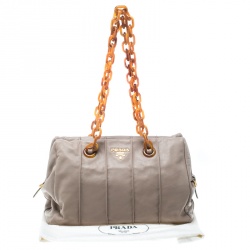 Pre Owned Prada Pomise Leather Shoulder Bag