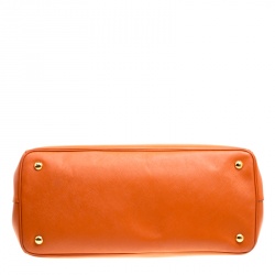 Pre Owned Prada Orange Saffiano Lux Leather Large Gardener's Tote