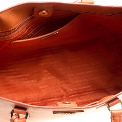 Pre Owned Prada Orange Saffiano Lux Leather Large Gardener's Tote