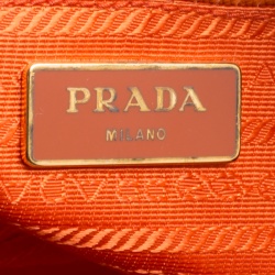 Pre Owned Prada Orange Saffiano Lux Leather Large Gardener's Tote