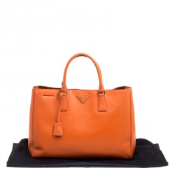 Pre Owned Prada Orange Saffiano Lux Leather Large Gardener's Tote