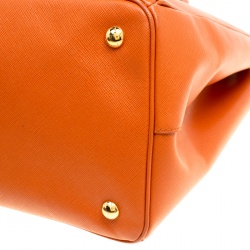 Pre Owned Prada Orange Saffiano Lux Leather Large Gardener's Tote
