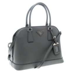 Pre Owned Prada Grey Saffiano Leather Open Promenade Top Handle Bag