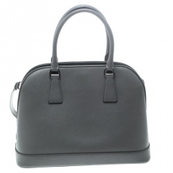 Pre Owned Prada Grey Saffiano Leather Open Promenade Top Handle Bag