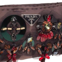 Pre Owned Prada Small Beaded and Satin Clutch