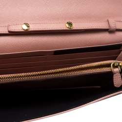 Pre Owned محفظة بسلسلة برادا جلد معدن سافيانو وردية