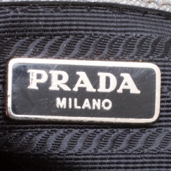Pre Owned Prada Metallic Grey Saffiano Lux Leather Crossbody Bag