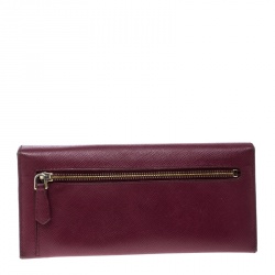 Pre Owned Prada Magenta Saffiano Leather Continental Wallet