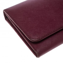 Pre Owned Prada Magenta Saffiano Leather Continental Wallet