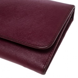 Pre Owned Prada Magenta Saffiano Leather Continental Wallet