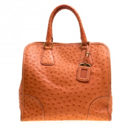 Prada Orange Ostrich Leather Tote