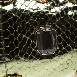 Pre Owned Prada Green Python Whips Pietre Chain Clutch