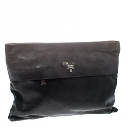 Pre Owned Prada Black/Grey Ombre Glace Leather Folders Clutch