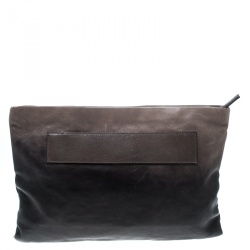 Pre Owned Prada Black/Grey Ombre Glace Leather Folders Clutch