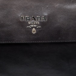Pre Owned Prada Black/Grey Ombre Glace Leather Folders Clutch