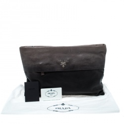Pre Owned Prada Black/Grey Ombre Glace Leather Folders Clutch