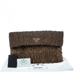 Pre Owned Prada Brown Cloquet Fabric Folders Clutch