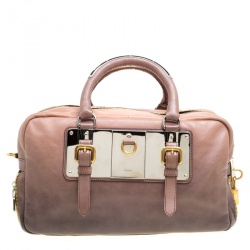 Pre Owned Prada Brown/Black Ombre Glace Leather Zippers Bauletto Bag