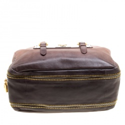 Pre Owned Prada Brown/Black Ombre Glace Leather Zippers Bauletto Bag