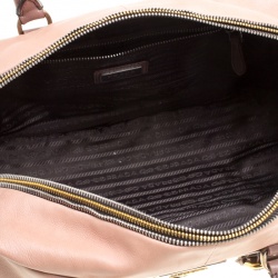 Pre Owned Prada Brown/Black Ombre Glace Leather Zippers Bauletto Bag