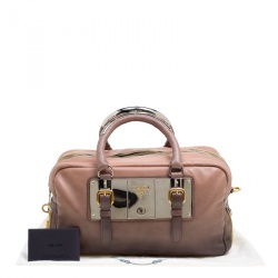 Pre Owned Prada Brown/Black Ombre Glace Leather Zippers Bauletto Bag
