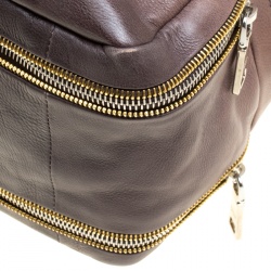 Pre Owned Prada Brown/Black Ombre Glace Leather Zippers Bauletto Bag