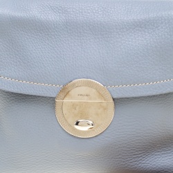 Pre Owned Prada Pale Blue/Beige Leather Tassel Shoulder Bag