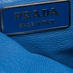 Pre Owned Prada Pale Blue/Beige Leather Tassel Shoulder Bag