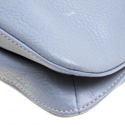 Pre Owned Prada Pale Blue/Beige Leather Tassel Shoulder Bag